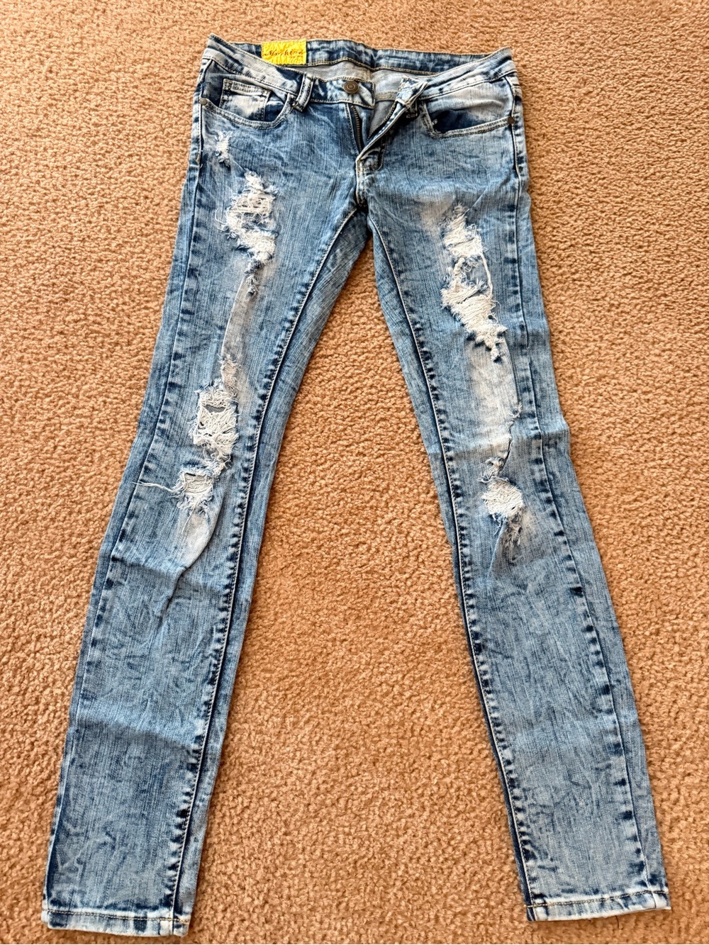 Machine Light Blue Distressed Skinny Jeans